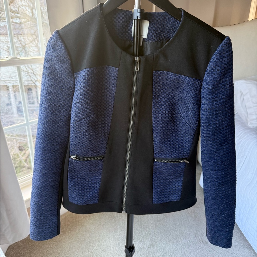 Halogen Black and Blue Textured Blazer